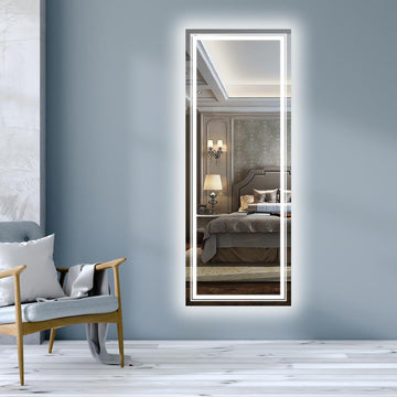 Full Length Wall Mirror with Lights 55 x 21 White Frameless LED Dressing Mirror